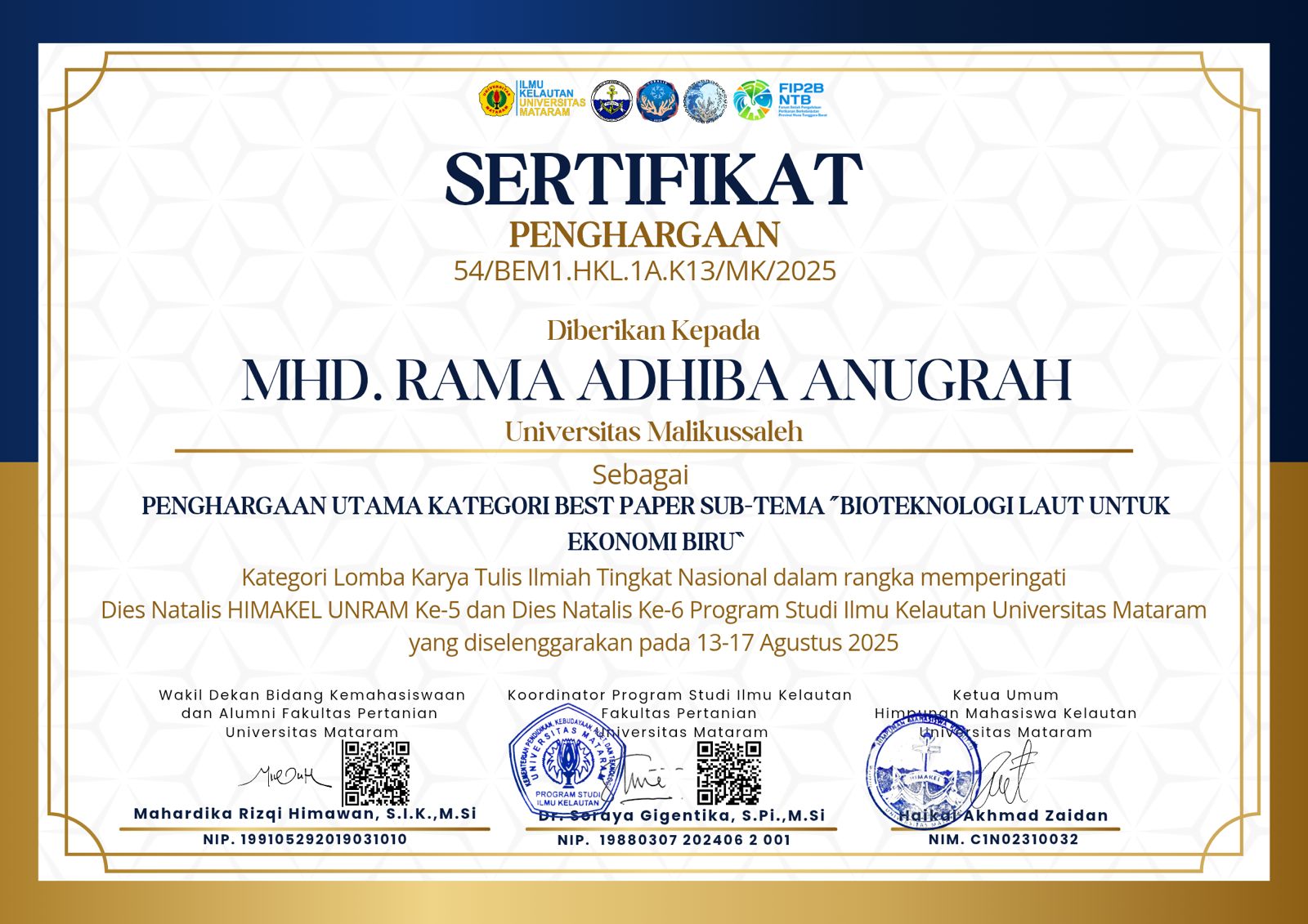 2025 Lomba karya tulis ilmiah Mhd Rama Adiba